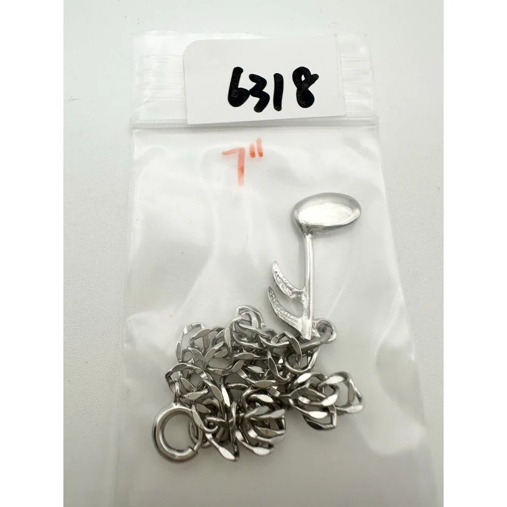 925 Sterling Silver Link Chain Music Note Bracelet 7”